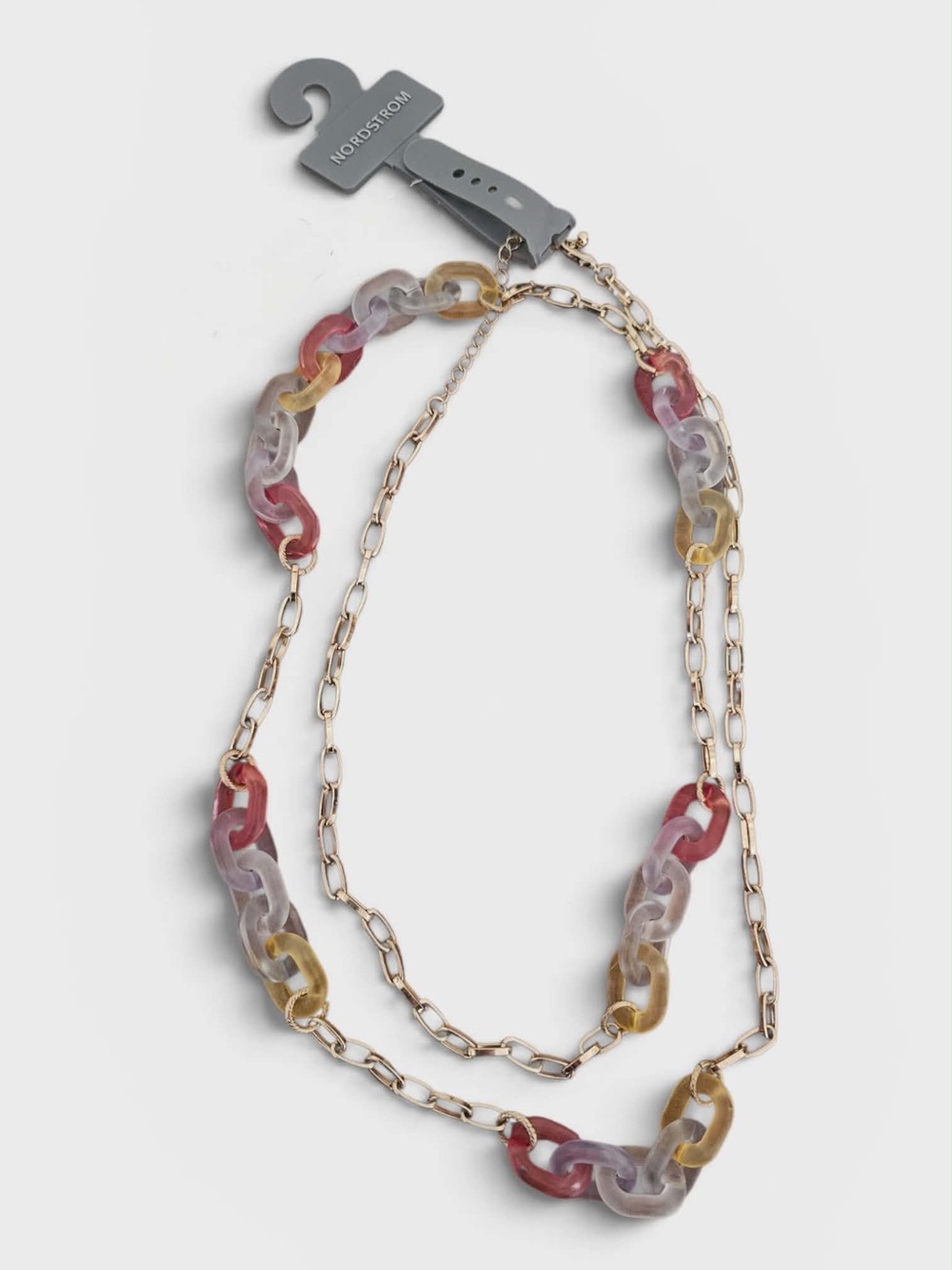 Nordstrom Gold-Tone Chain Necklace with Multi Color Links